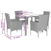 Set comedor jardín 5 pzas y cojines ratán sintético vidrio gris