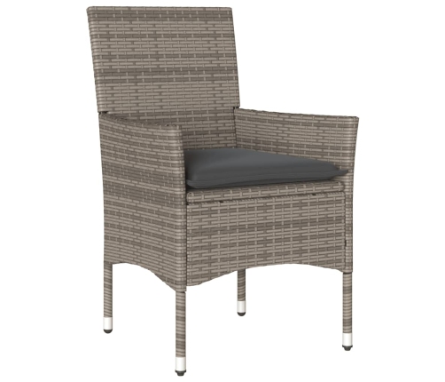 Set comedor jardín 7 pzas y cojines ratán sintético vidrio gris