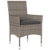 Set comedor jardín 7 pzas y cojines ratán sintético vidrio gris