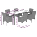 Set comedor jardín 7 pzas y cojines ratán sintético vidrio gris