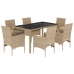 Set comedor jardín 7 pzas cojines ratán sintético vidrio beige