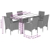 Set comedor jardín 7 pzas cojines ratán sintético vidrio beige