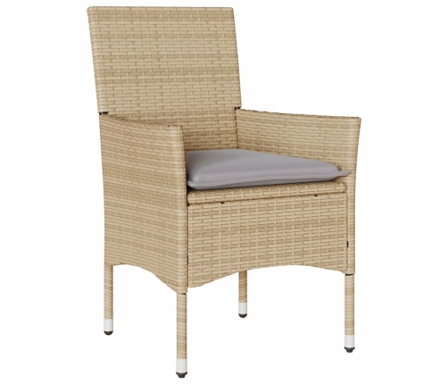 Set comedor jardín 7 pzas cojines ratán sintético vidrio beige
