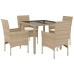 Set comedor jardín 5 pzas cojines ratán sintético vidrio beige
