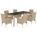 Set comedor jardín 7 pzas cojines ratán sintético vidrio beige
