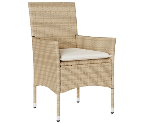 Set comedor jardín 7 pzas cojines ratán sintético vidrio beige