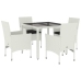 Set comedor jardín 5 pzas cojines ratán sintético vidrio blanco