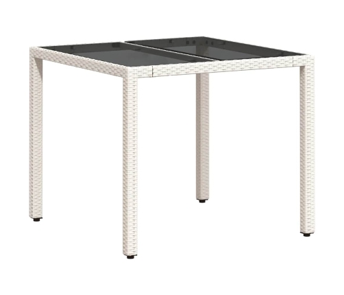 Set comedor jardín 5 pzas cojines ratán sintético vidrio blanco