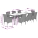 Set comedor jardín 9 pzas cojines ratán sintético vidrio beige