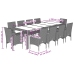 Set comedor jardín 11 pzas cojines ratán sintético vidrio beige