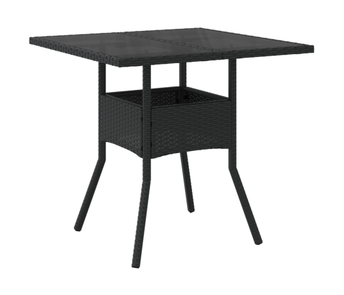 Set comedor jardín 3 pzas cojines ratán sintético vidrio negro