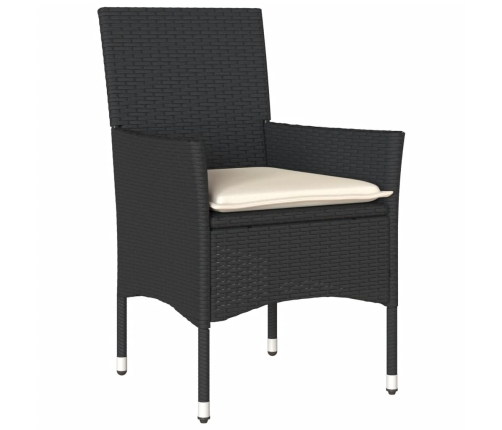 Set comedor jardín 5 pzas cojines ratán sintético vidrio negro