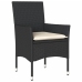Set comedor jardín 5 pzas cojines ratán sintético vidrio negro