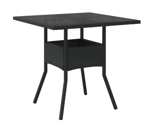 Set comedor jardín 5 pzas cojines ratán sintético vidrio negro