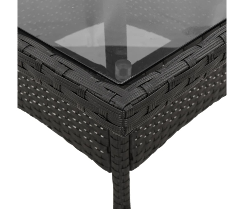Set comedor jardín 5 pzas cojines ratán sintético vidrio negro