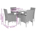 Set comedor jardín 5 pzas cojines ratán sintético vidrio negro