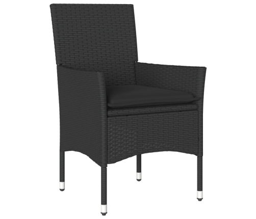 Set comedor jardín 5 pzas cojines ratán sintético vidrio negro