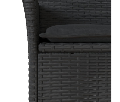 Set comedor jardín 5 pzas cojines ratán sintético vidrio negro