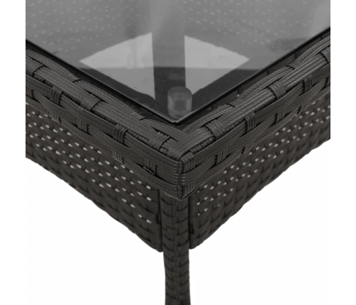 Set comedor jardín 5 pzas cojines ratán sintético vidrio negro