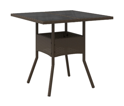Set comedor jardín 5 pzas cojines ratán sintético vidrio marrón