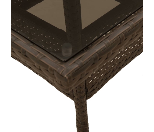 Set comedor jardín 5 pzas cojines ratán sintético vidrio marrón