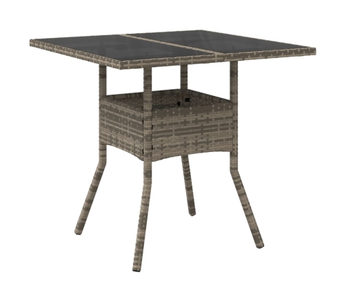 Set comedor jardín 5 pzas y cojines ratán sintético vidrio gris
