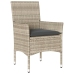 Set comedor jardín 5 pzas y cojines ratán PE vidrio gris claro