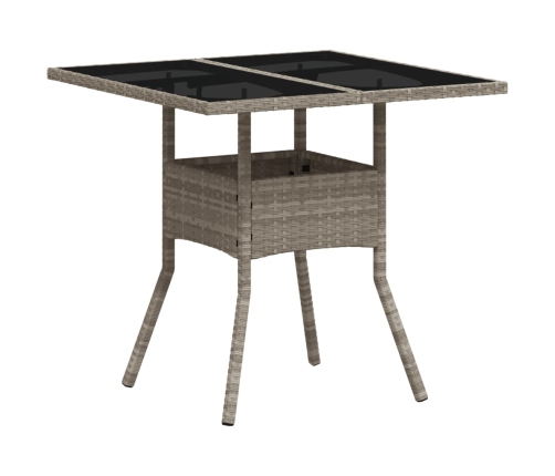 Set comedor jardín 5 pzas y cojines ratán PE vidrio gris claro