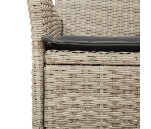 Set comedor jardín 5 pzas y cojines ratán PE vidrio gris claro