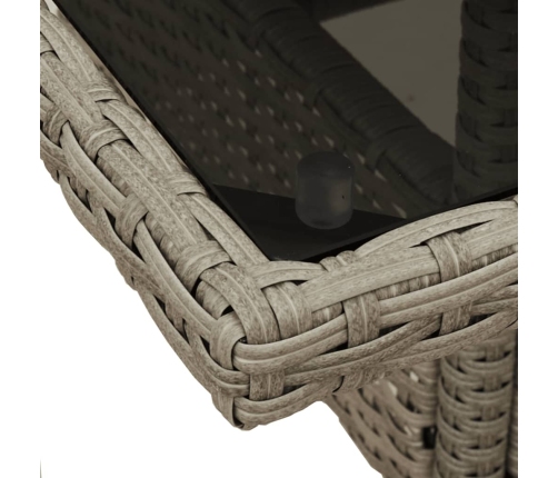 Set comedor jardín 5 pzas y cojines ratán PE vidrio gris claro