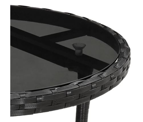 Set comedor jardín 5 pzas cojines ratán sintético vidrio negro
