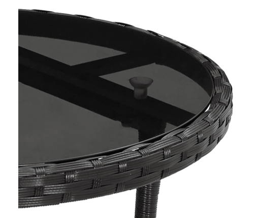 Set comedor jardín 3 pzas cojines ratán sintético vidrio negro