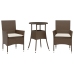 Set comedor jardín 3 pzas cojines ratán sintético vidrio marrón
