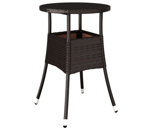 Set comedor jardín 3 pzas cojines ratán sintético vidrio marrón