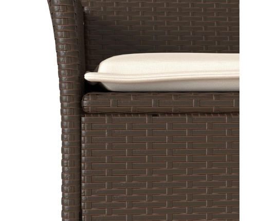 Set comedor jardín 3 pzas cojines ratán sintético vidrio marrón