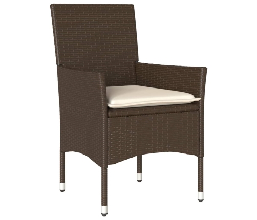 Set comedor jardín 5 pzas cojines ratán sintético vidrio marrón