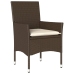 Set comedor jardín 5 pzas cojines ratán sintético vidrio marrón