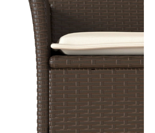 Set comedor jardín 5 pzas cojines ratán sintético vidrio marrón