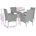 Set comedor jardín 5 pzas cojines ratán sintético vidrio marrón