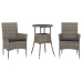 Set comedor jardín 3 pzas y cojines ratán sintético vidrio gris