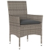 Set comedor jardín 3 pzas y cojines ratán sintético vidrio gris