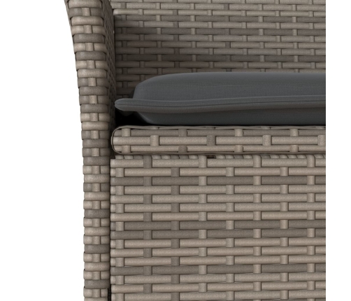 Set comedor jardín 3 pzas y cojines ratán sintético vidrio gris
