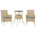 Set comedor jardín 3 pzas cojines ratán sintético vidrio beige