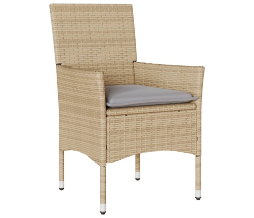 Set comedor jardín 3 pzas cojines ratán sintético vidrio beige