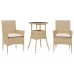 Set comedor jardín 3 pzas cojines ratán sintético vidrio beige