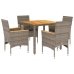 Set de comedor jardín 5 pzas con cojines ratán PE acacia gris