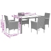 Set de comedor jardín 5 pzas con cojines ratán PE acacia gris