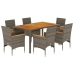 Set de comedor jardín 7 pzas con cojines ratán PE acacia gris
