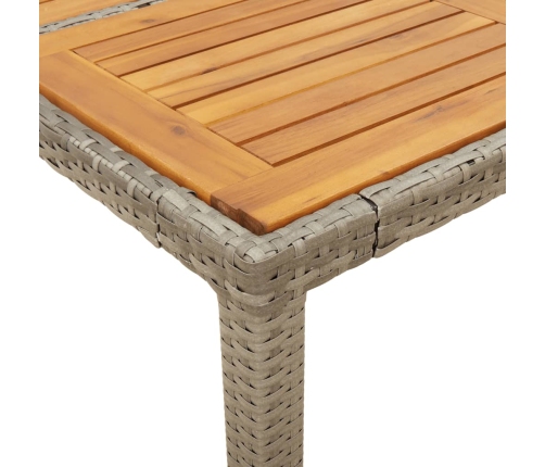 Set de comedor jardín 7 pzas con cojines ratán PE acacia gris