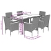 Set de comedor jardín 7 pzas con cojines ratán PE acacia gris